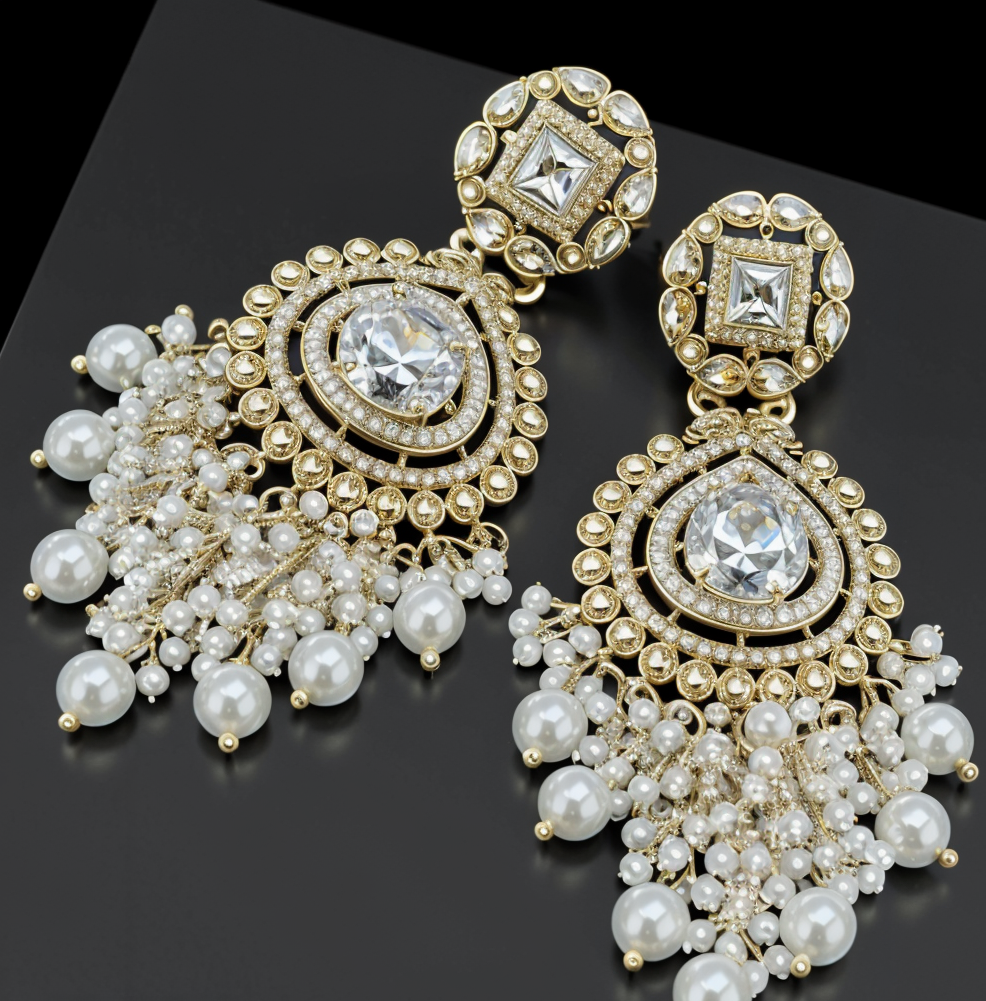 Bridal Crystal & Pearl Drop Earrings