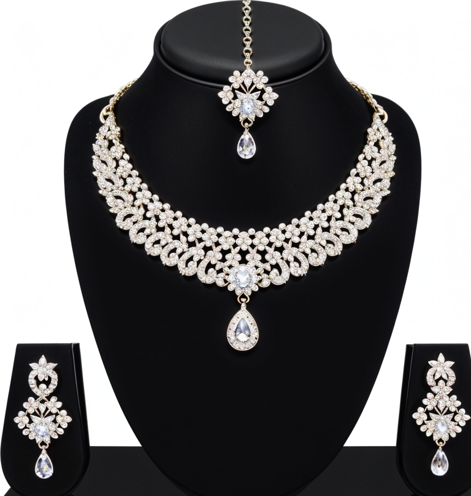 Ethereal Grace AD Stone Necklace Set