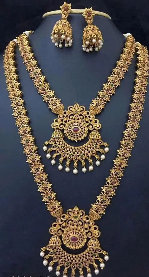 Antique Gold Finish Temple Necklace Set