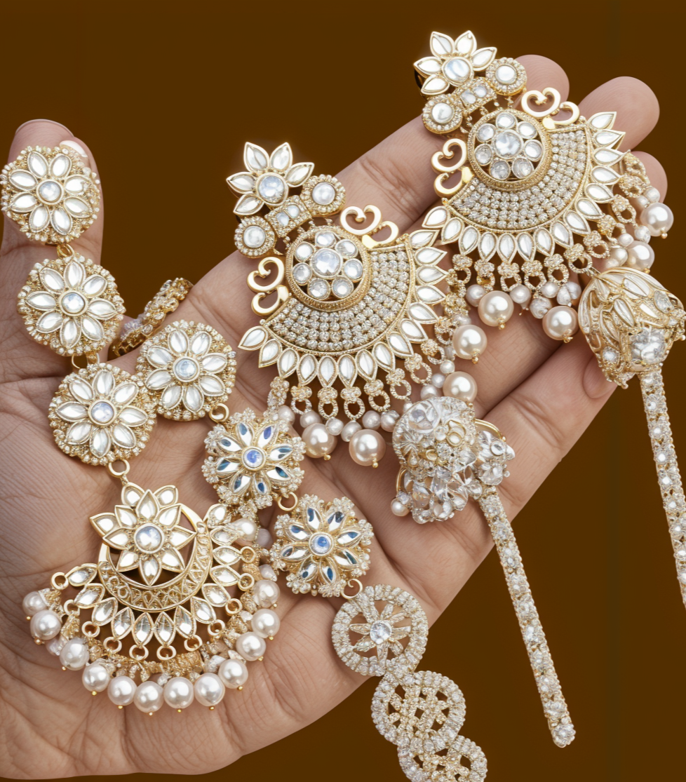 Royal Bridal Kundan & Pearl Jewelry Set Combo