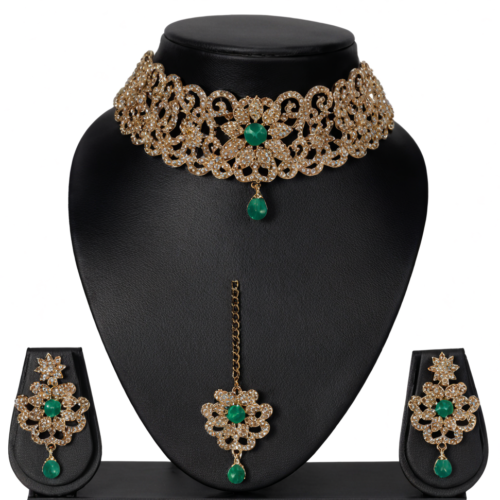 Emerald Majesty Choker Necklace Set