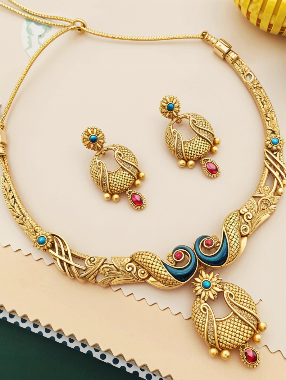Regal Peacock Grace Necklace Set