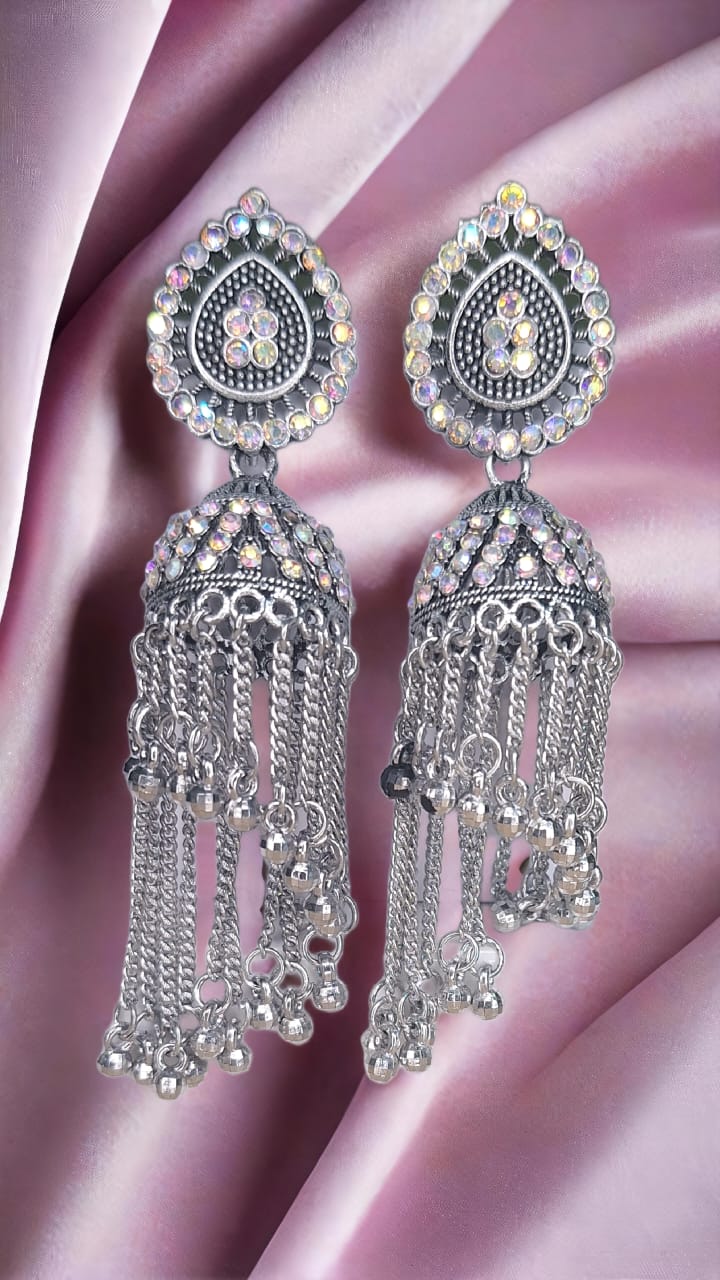 Celestial Silver Tassel Earrings