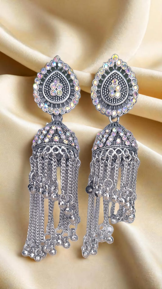 Celestial Silver Tassel Earrings
