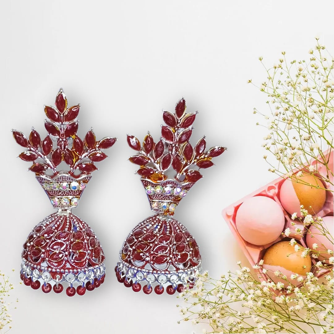 Royal Red Blossom Jhumkas