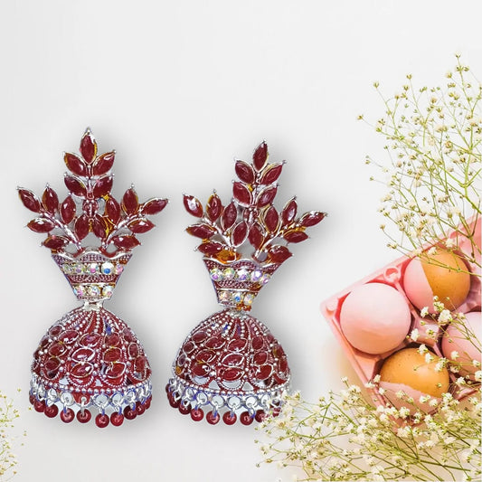 Royal Red Blossom Jhumkas