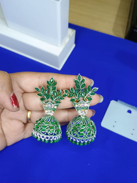 Green Blossom Jhumkas
