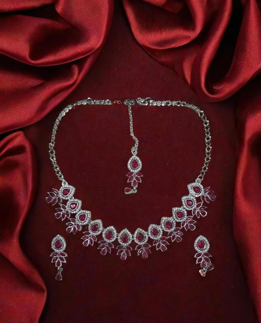 Ruby Stone Bridal Necklace Set