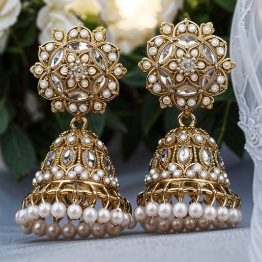Royal Kundan Pearl Jhumka Earrings