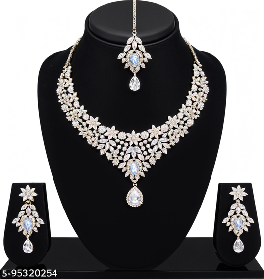 Celestial Bloom AD Stone Necklace Set
