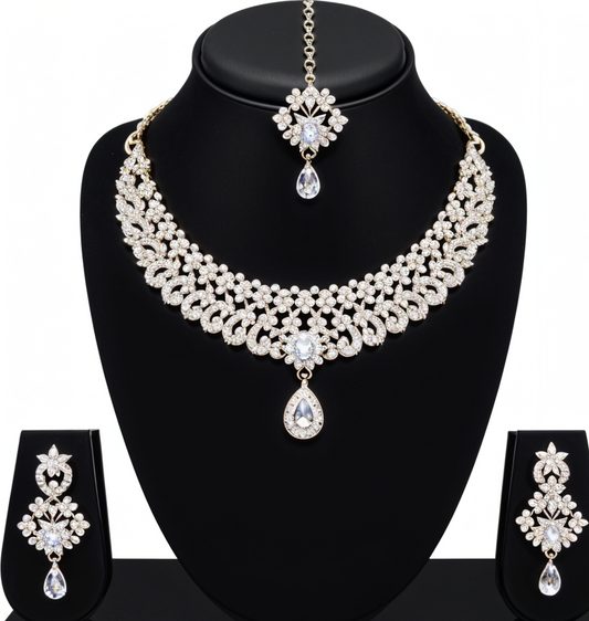 Ethereal Grace AD Stone Necklace Set