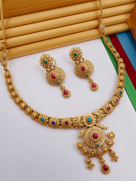 Floral Temple Elegance Necklace Set