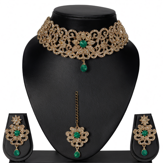 Emerald Majesty Choker Necklace Set