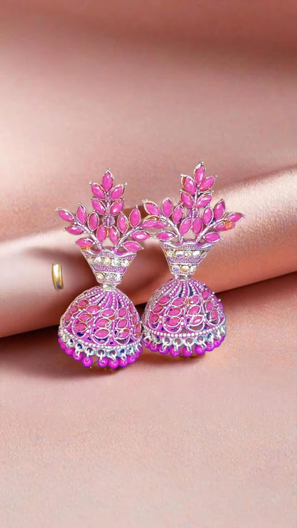 Royal Pink Blossom Jhumkas