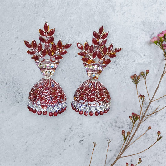 Royal Red Blossom Jhumkas